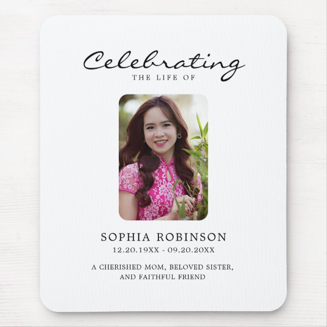 Celebration Of Life Modern Memorial Keepsake Mouse Pad (Front)