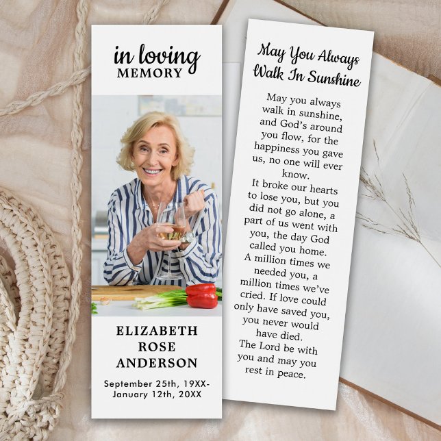Celebration Of Life Modern Photo Memorial Bookmark (Creator Uploaded)