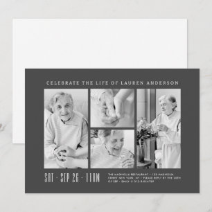 Celebration of Life Modern Simple 4 Photo Collage Invitation