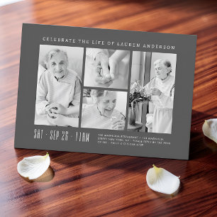 Celebration of Life Modern Simple 4 Photo Collage Invitation