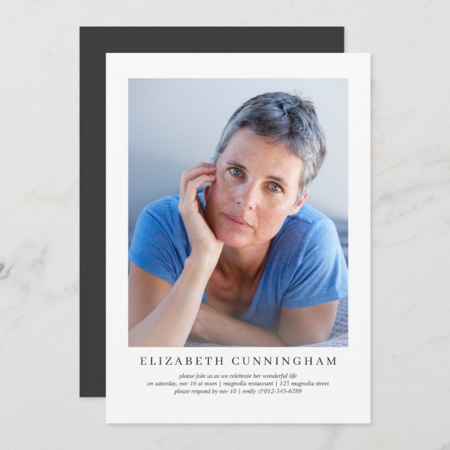 Celebration of Life Modern Simple Elegant Invitation (Front/Back)