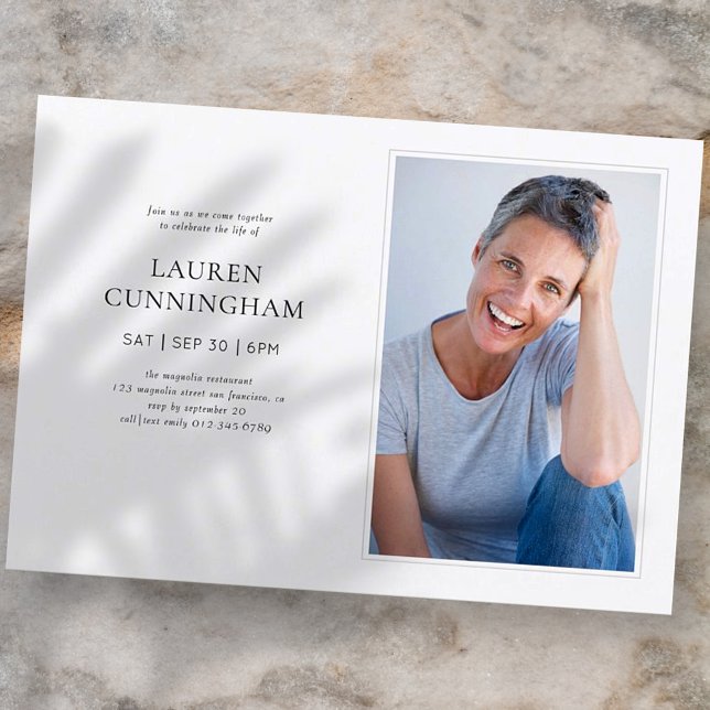 Celebration of Life Modern Simple Minimalist Photo Invitation (Creator Uploaded)