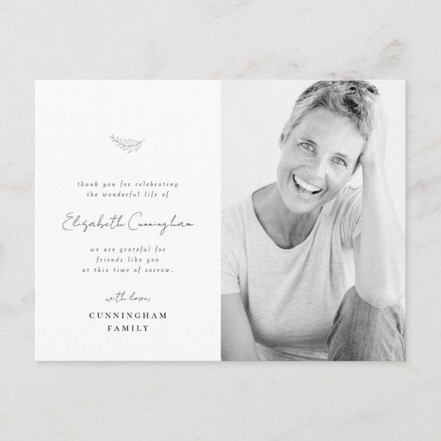 Celebration of Life Modern Simple Minimalist Photo Postcard (Front)