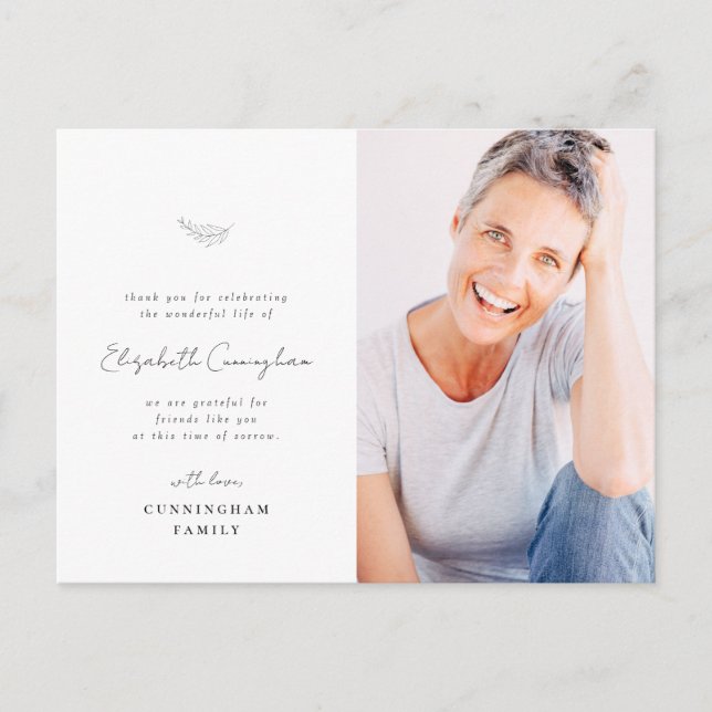 Celebration of Life Modern Simple Minimalist Photo Postcard (Front)