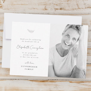 Celebration of Life Modern Simple Minimalist Photo Thank You Card