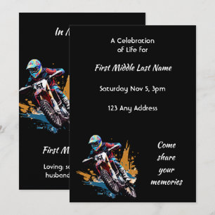 Celebration of Life Motocross Motorcycle Racing Invitation