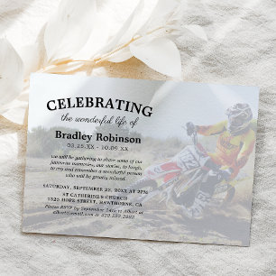 Celebration of Life   Motorcross Photo Funeral Invitation