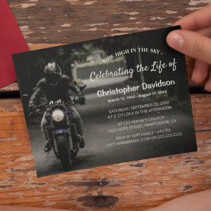 Celebration of Life   Motorcycle Rider Funeral Invitation