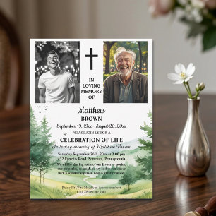 Celebration Of Life Mountains 2 Photos Funeral  Invitation