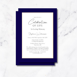 Celebration of Life Navy & Gold Invitation