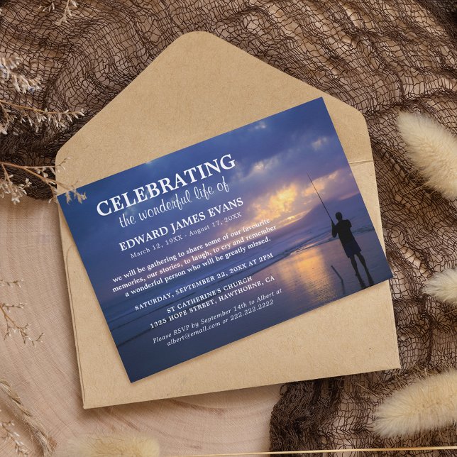 Celebration of Life | Ocean Fisherman Funeral Invitation (Creator Uploaded)