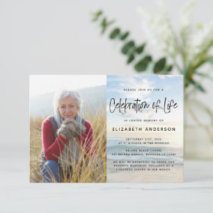 Celebration of Life Ocean Photo Funeral Invitation