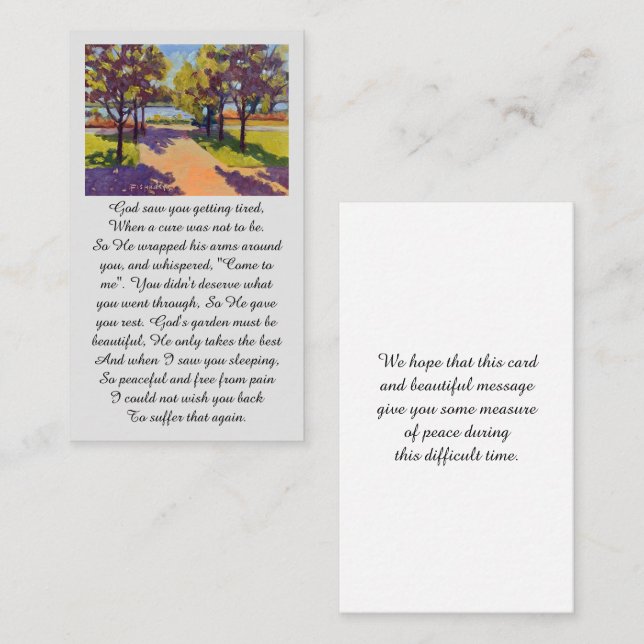 Celebration of Life Oil Painting Sympathy Card (Front/Back)