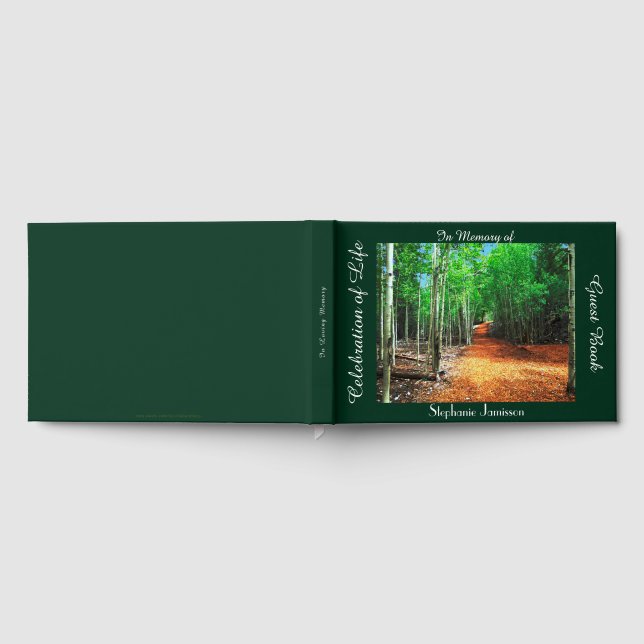 Celebration of Life Path Thru Aspens, Name, Trees Guest Book (Full)