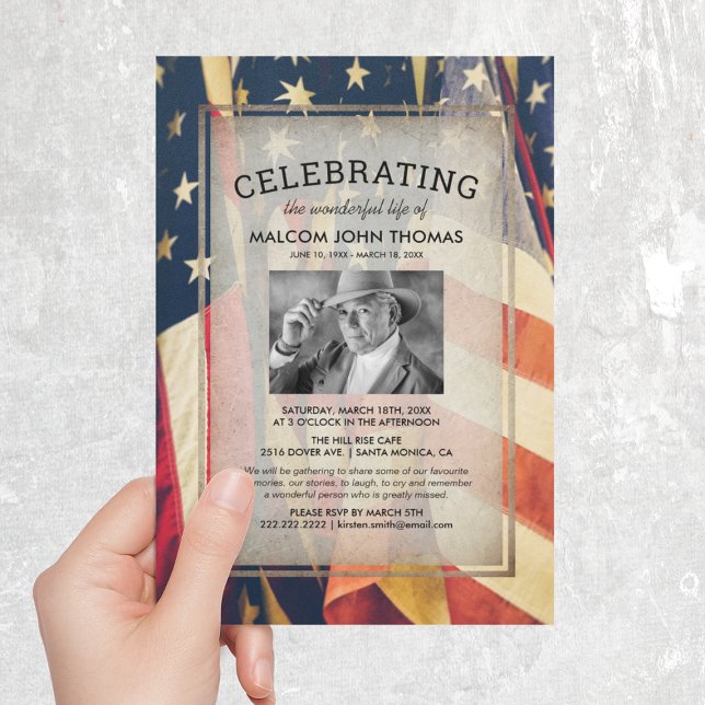 Celebration of Life Patriotic Flag Photo Invitation (Creator Uploaded)
