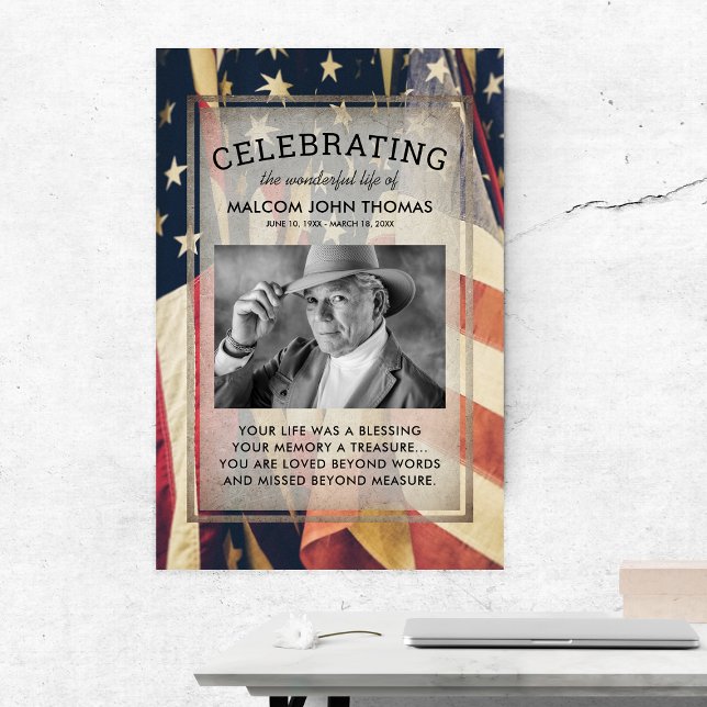 Celebration of Life Patriotic Photo Memorial Poster (Creator Uploaded)