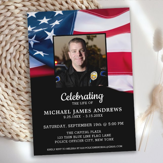 Celebration Of Life Patriotic USA Flag Memorial Invitation (Creator Uploaded)