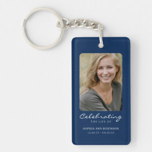Celebration of Life Photo Blue Memorial Keepsake Key Ring