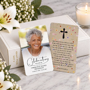 Celebration of Life Photo Bookmark Prayer Card