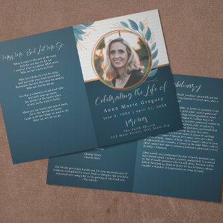 Celebration of Life Photo Bronze Memorial Funeral Program