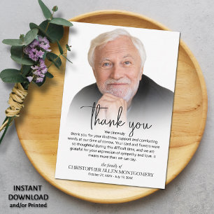 Celebration of Life Photo DOWNLOAD Thank You Card