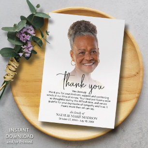 Celebration of Life Photo DOWNLOAD Thank You Card