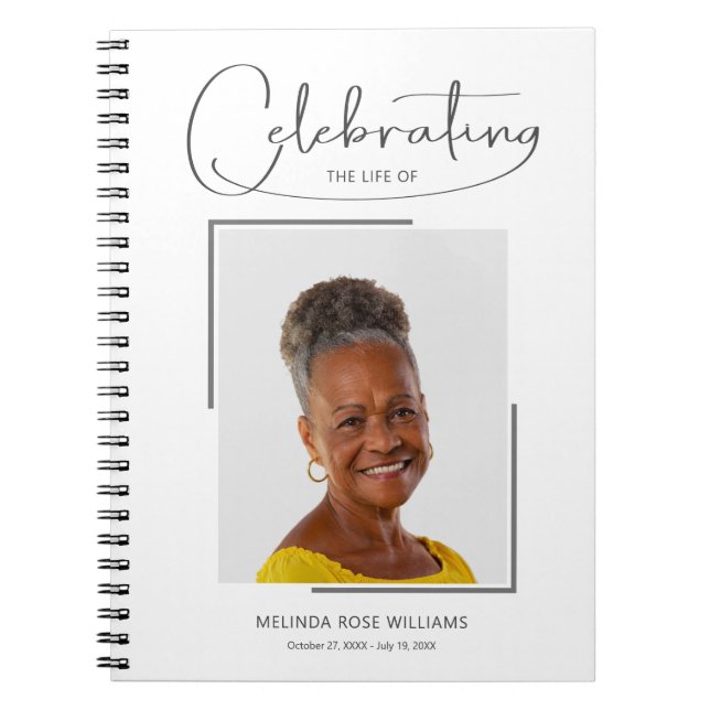 Celebration of Life Photo Funeral Guest Book (Front)