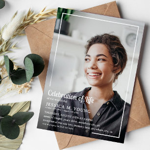 Celebration of Life Photo Funeral Memorial Invitation