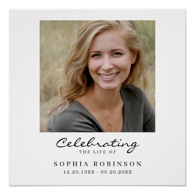 Celebration of Life Photo Funeral Memorial Welcome Poster (Front)