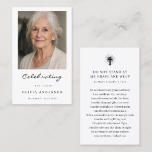 Celebration of Life Photo Funeral Prayer Card