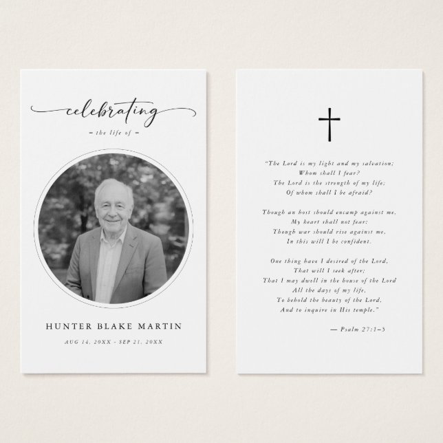 Celebration of Life Photo Funeral Prayer Card (Front & Back)