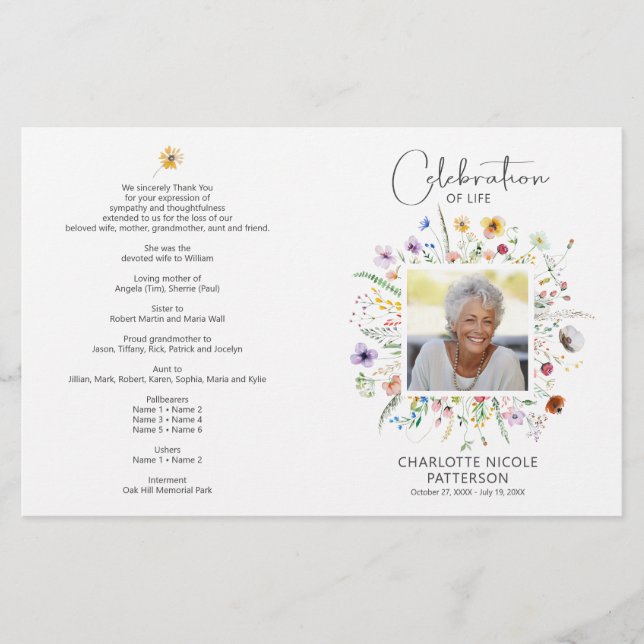 Celebration of Life Photo Funeral Program  Flyer (Front)