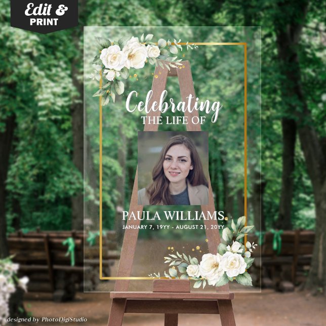Celebration of Life Photo Funeral Welcome  Acrylic Sign (Celebration of Life Photo Funeral Welcome Acrylic Sign)