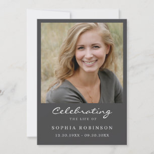 Celebration of Life Photo Gray Memorial Card
