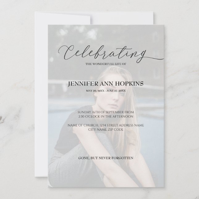 Celebration of Life Photo Invitation (Front)