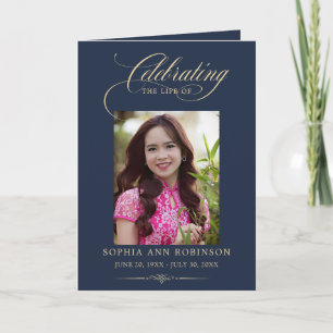 Celebration of Life Photo Memorial Blue Program 