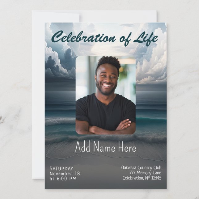 Celebration of Life - Photo Memorial Invitation (Front)