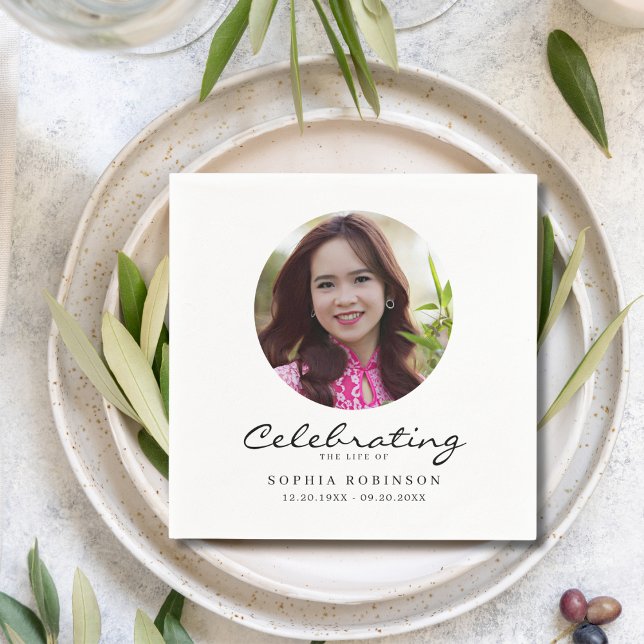 Celebration of Life Photo Memorial Keepsake Napkin (Creator Uploaded)
