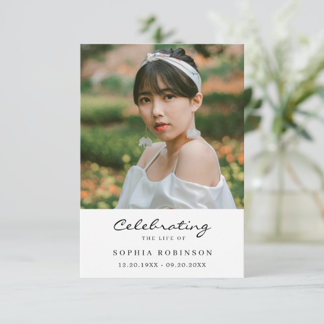 Celebration of Life Photo Memorial Prayer Card (Standing Front)