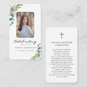 Celebration of Life Photo Memorial Prayer Card