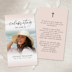 Celebration of Life Photo Memorial Prayer Card