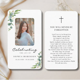 Celebration of Life Photo Memorial Prayer Card
