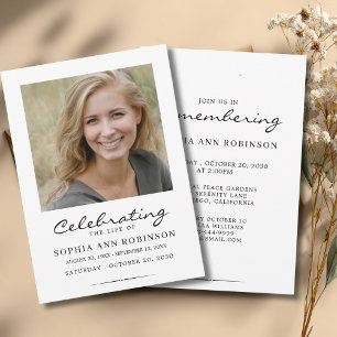 Celebration of Life Photo Modern Memorial  Invitation