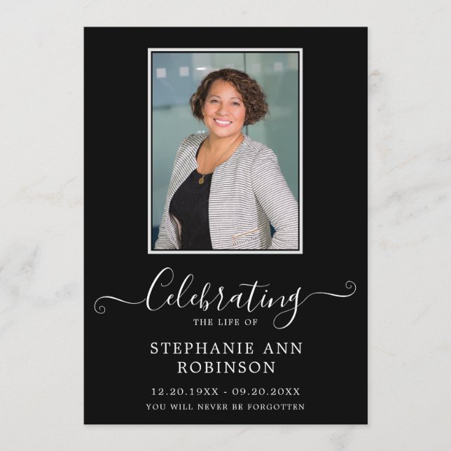 Celebration of Life Photo Order of Service Black Program (Front)