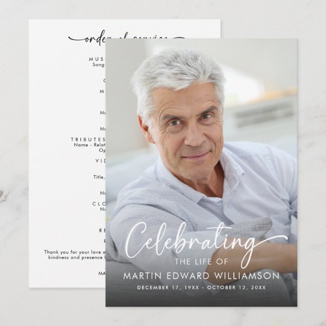 Celebration of Life Photo Order of Service Program (Front/Back)