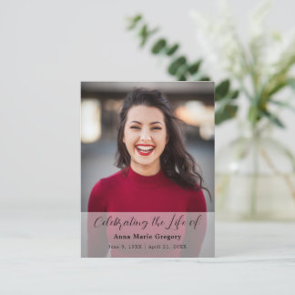 Celebration of Life Photo Simple Memorial Funeral Postcard