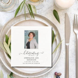 Celebration of Life Photo Simple Modern  Napkin