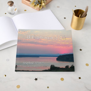 Celebration of Life Pink Sunset Memorial Guest Book