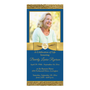 Celebration of Life Program with Photo Blue Rack Card