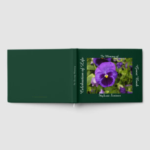 Celebration of Life Purple Flower Pansy Floral Guest Book